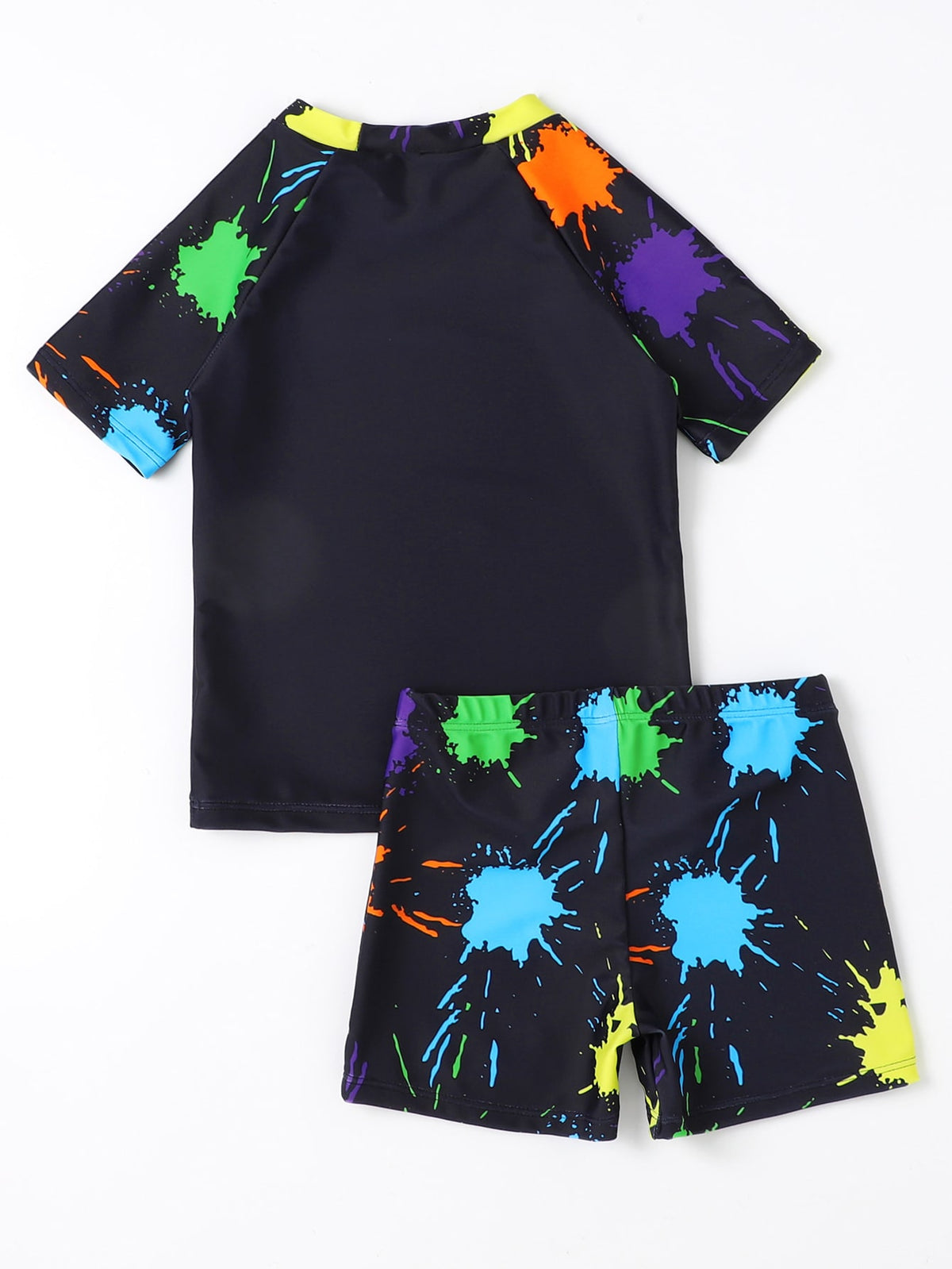 Toddler Boys Gamepad And Random Splash Ink Print Swimsuit