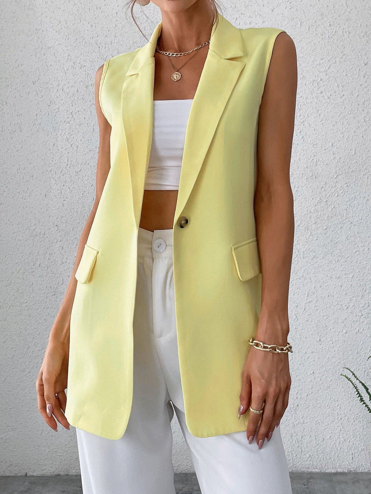 Single Button Vest Blazer