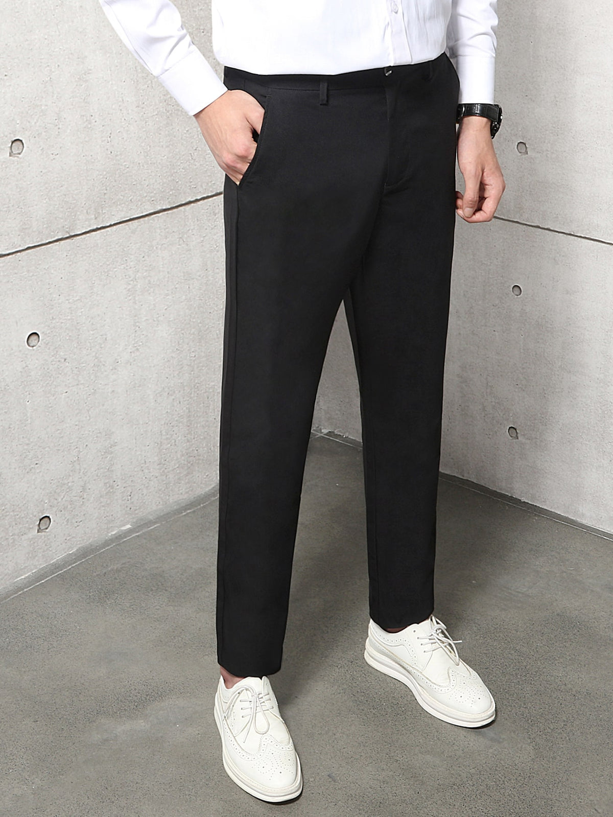 Men Slant Pocket Tailored Pants