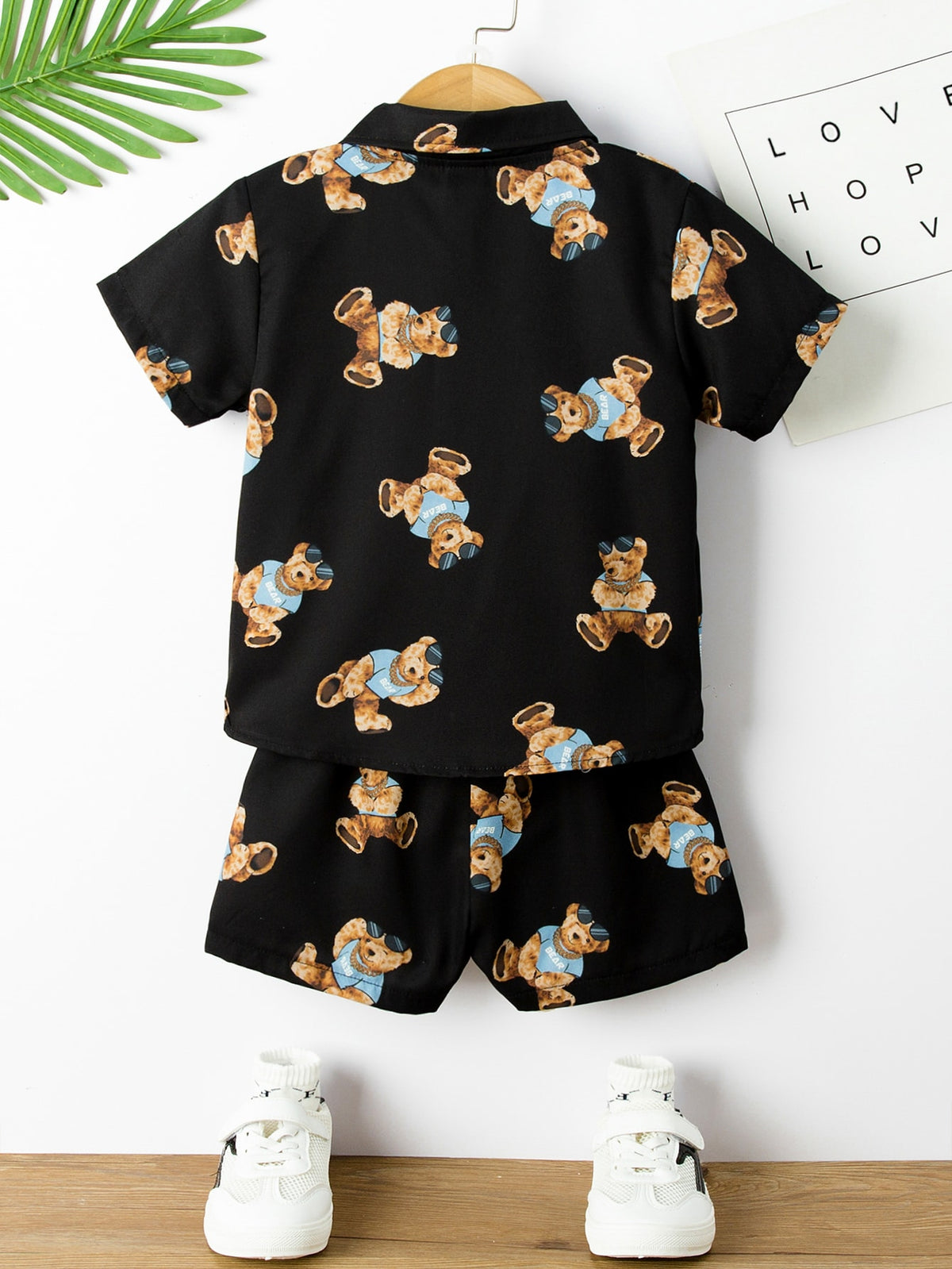 Toddler Boys Bear Print Shirt Shorts Without Tee