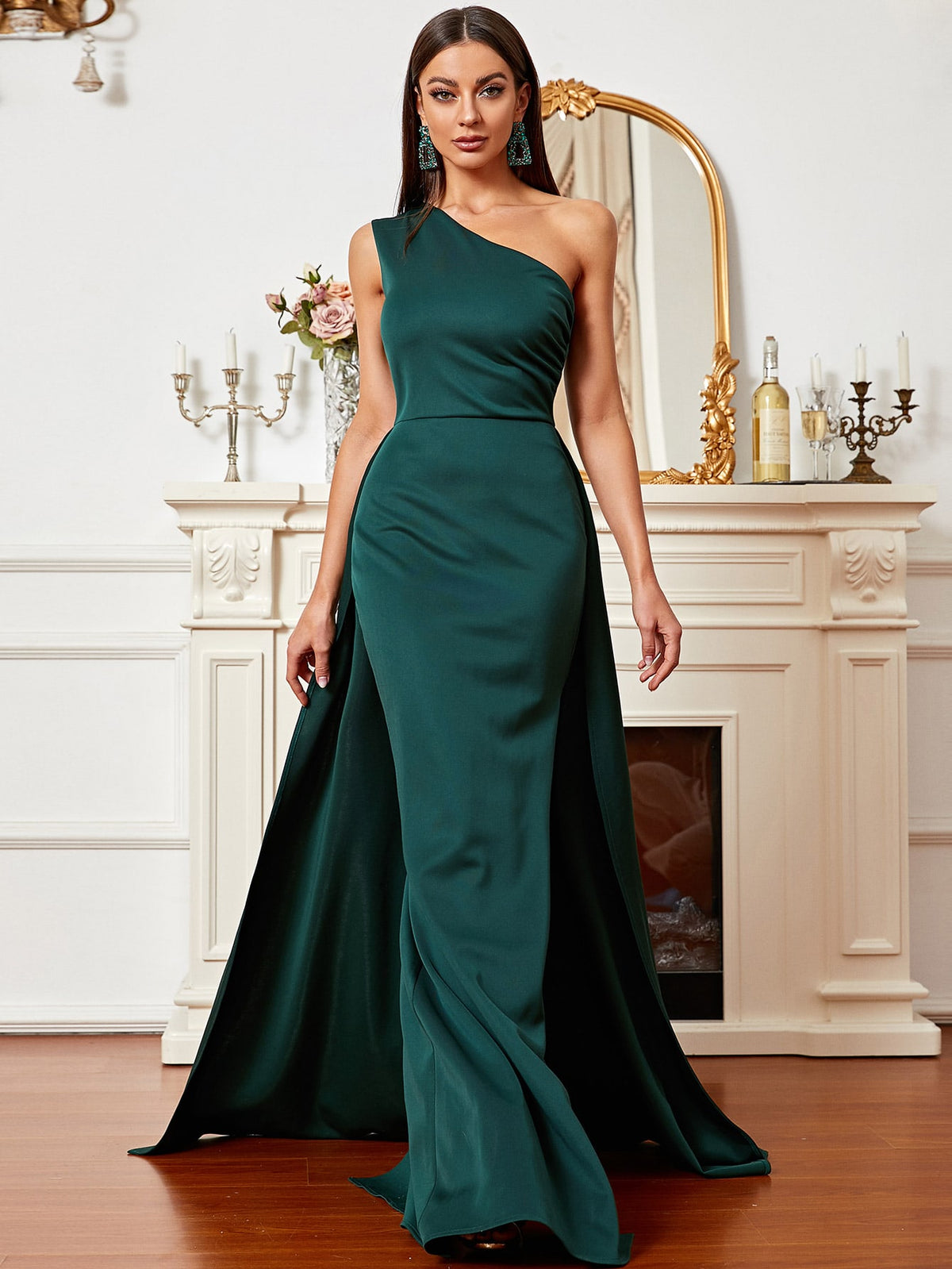 Missord One Shoulder Split Thigh Floor Dress