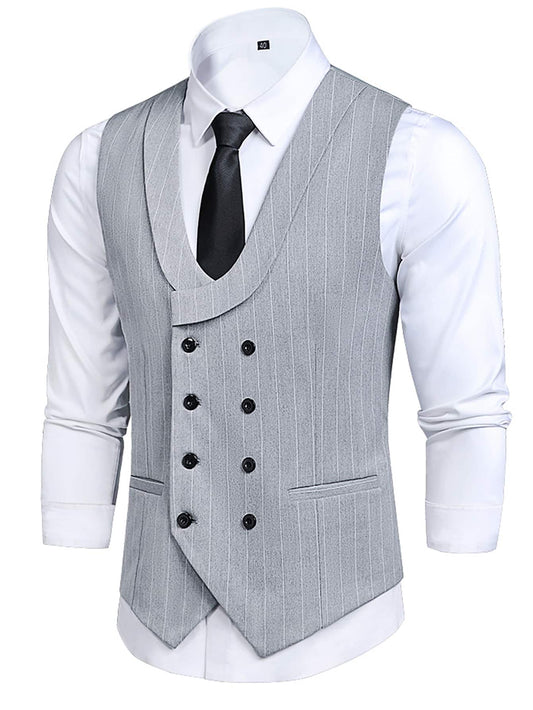 Men 1pc Pinstriped Strap Detail Waistcoat
