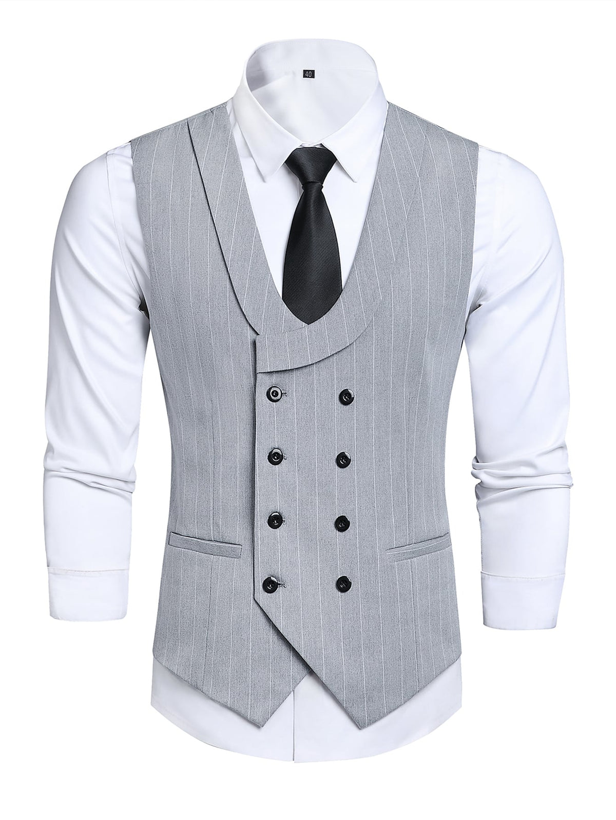 Men 1pc Pinstriped Strap Detail Waistcoat