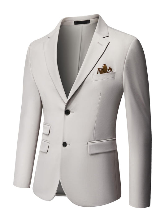 Men Lapel Collar Single Breasted Blazer