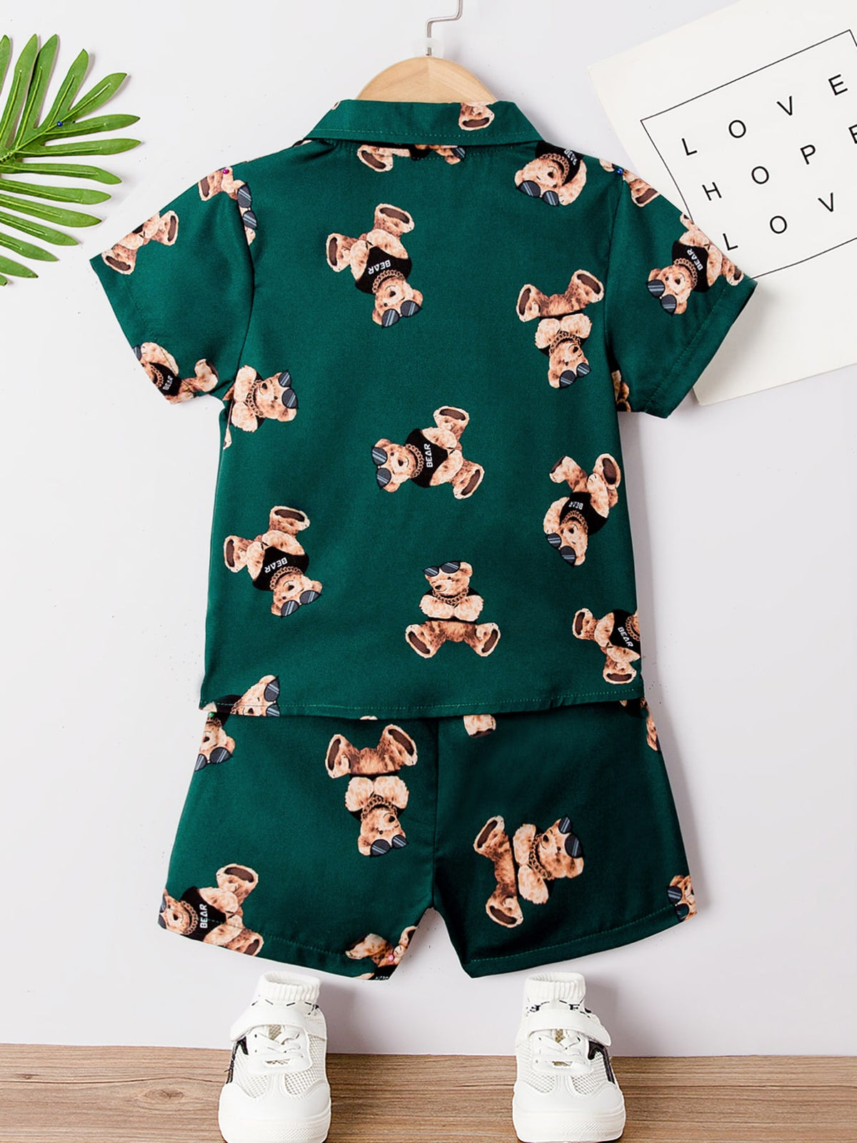 Toddler Boys Bear Print Shirt Shorts Without Tee