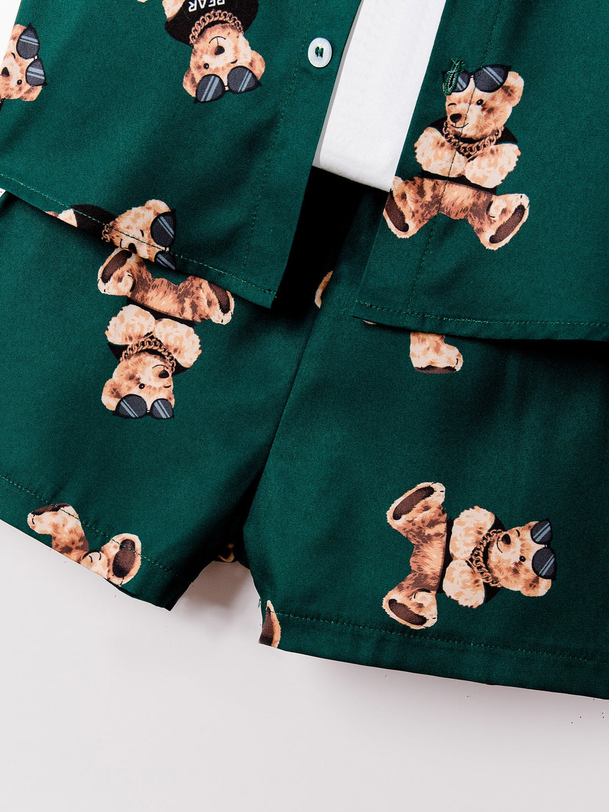 Toddler Boys Bear Print Shirt Shorts Without Tee