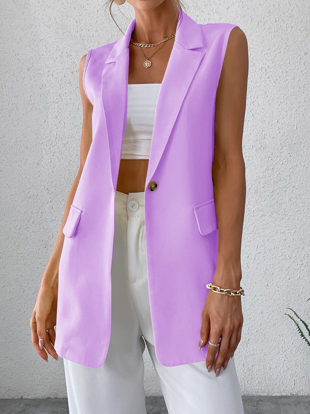 Single Button Vest Blazer