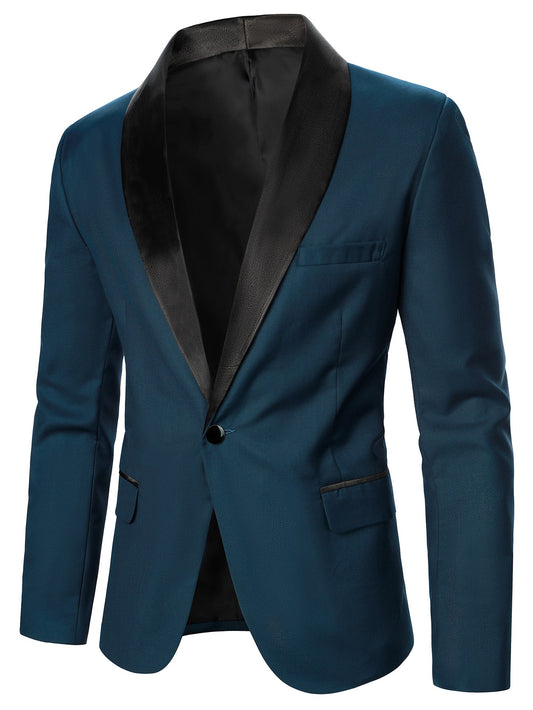 Men 1pc Contrast Shawl Collar Single Button Blazer