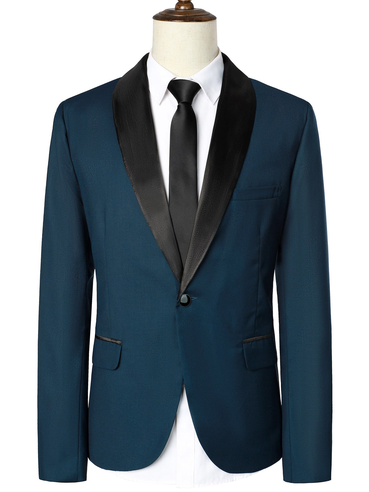 Men 1pc Contrast Shawl Collar Single Button Blazer