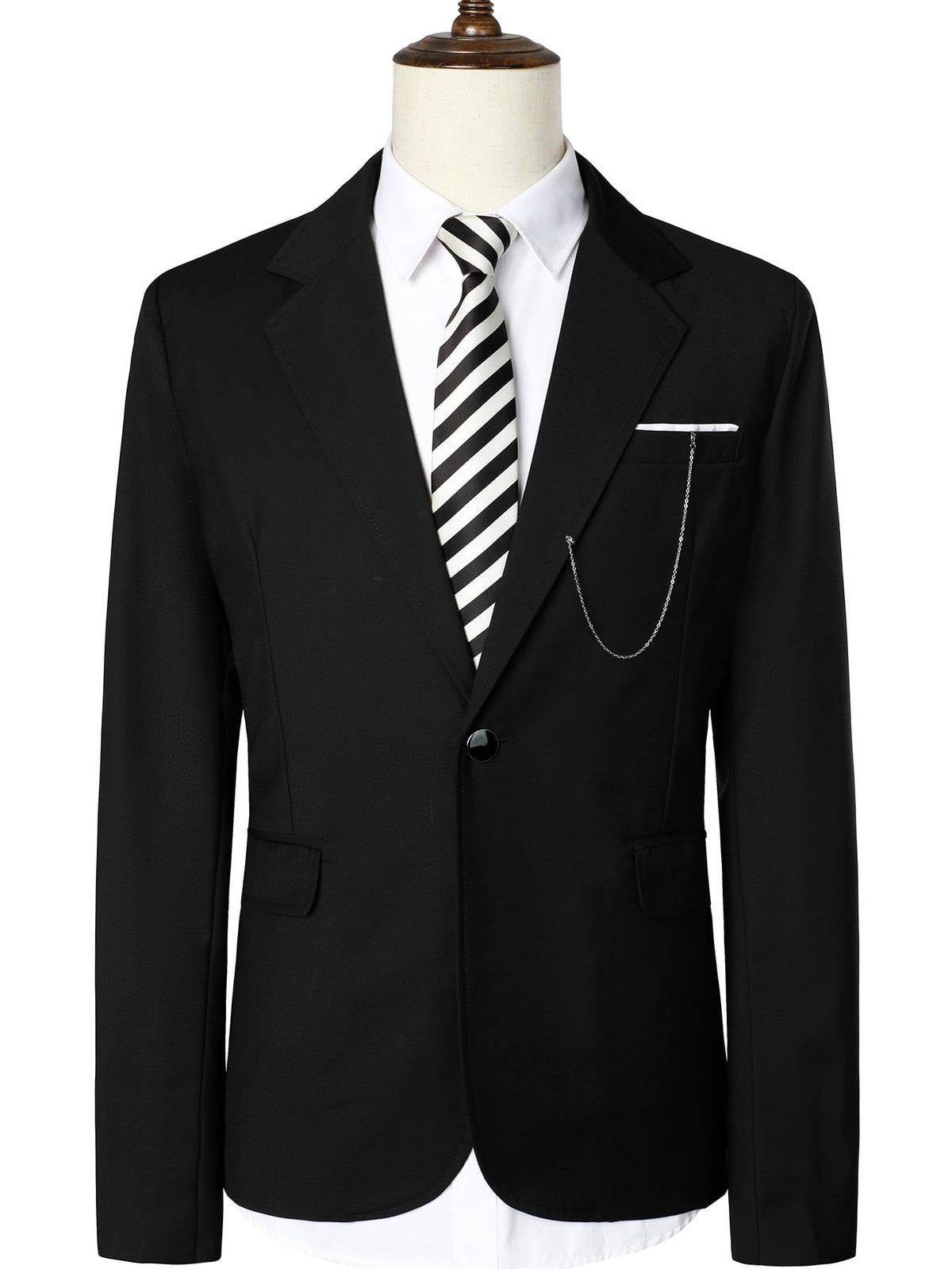 Men Chain Detail Single Button Blazer