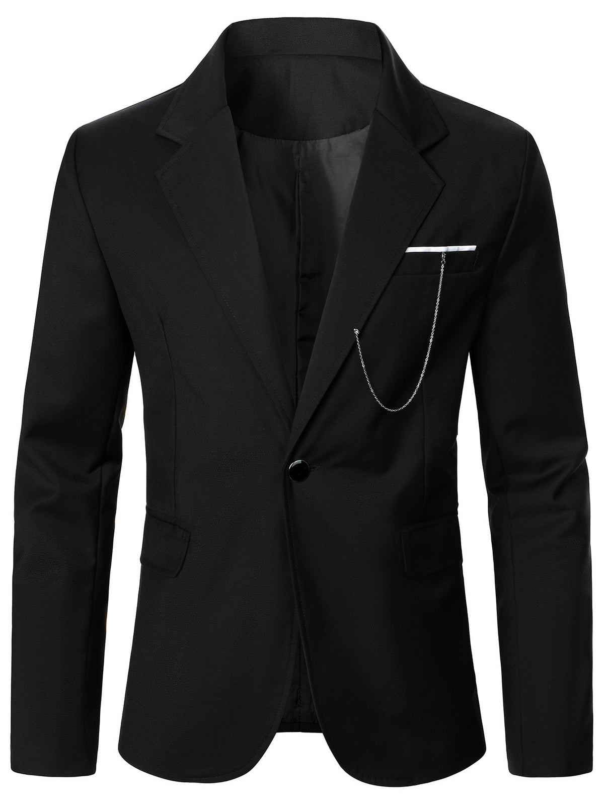 Men Chain Detail Single Button Blazer