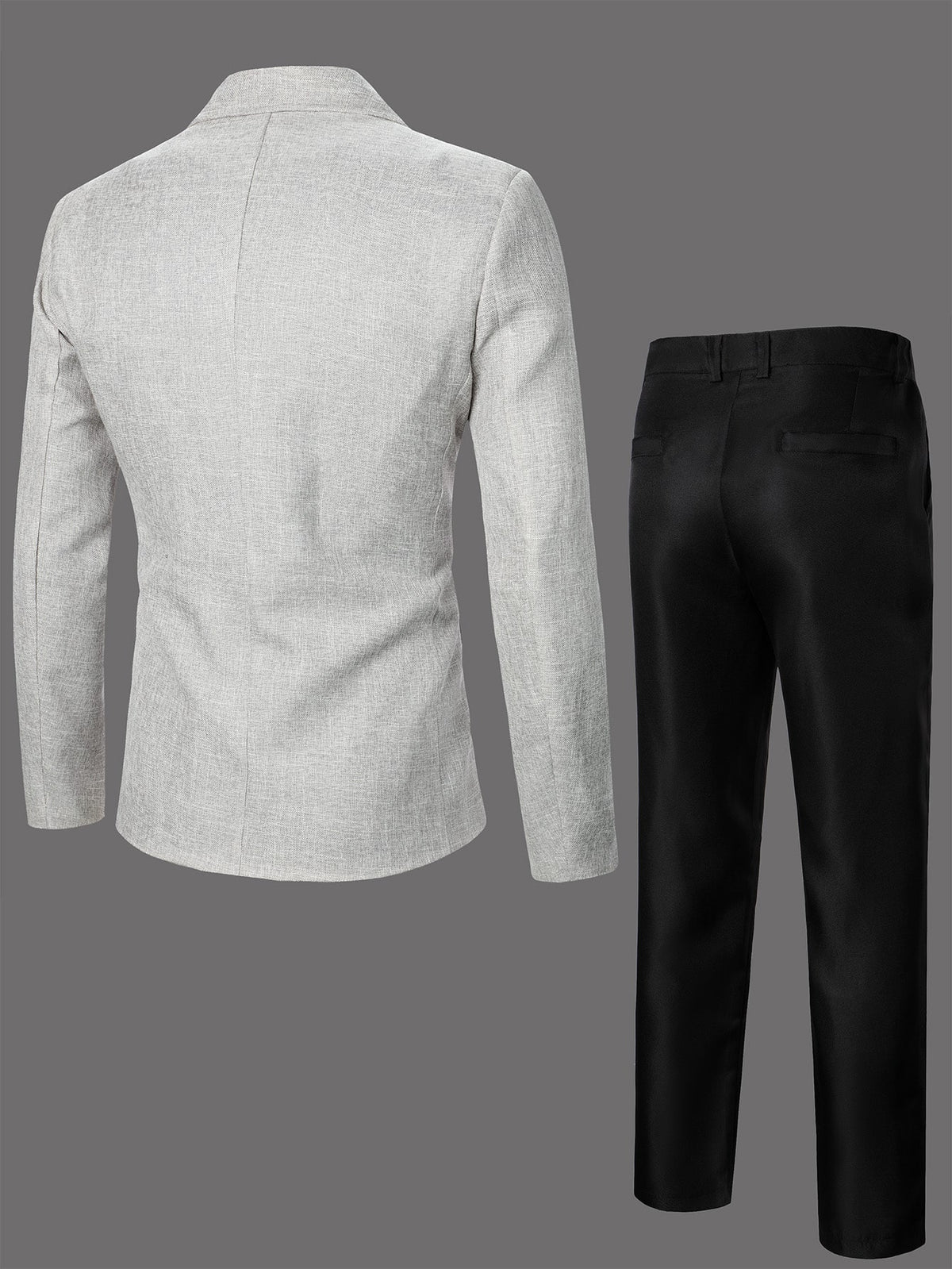 Men Button Front Blazer Tailored Pants Without Shirt Tie