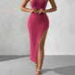 Split Thigh Halter Dress