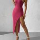 Split Thigh Halter Dress