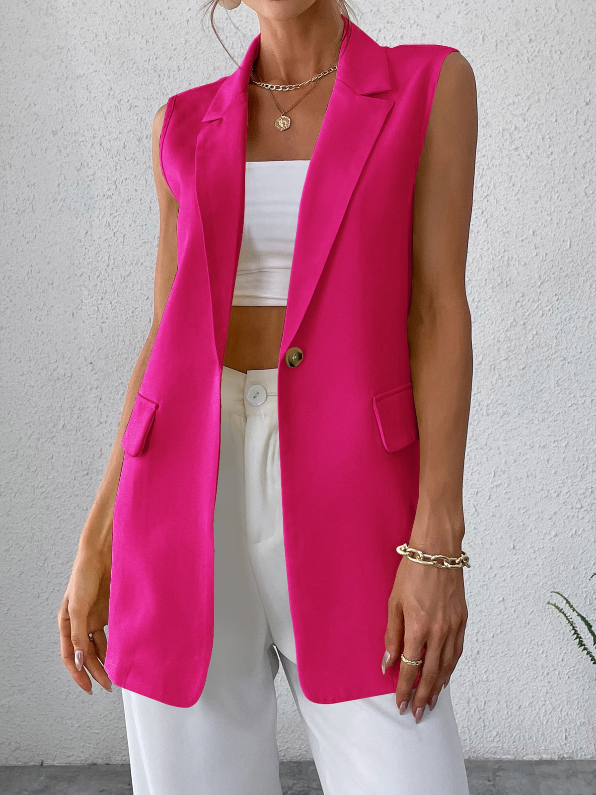 Single Button Vest Blazer