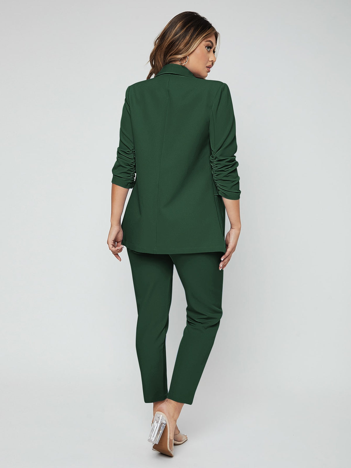 SXY Shawl Neck Open Front Blazer Pants Suit