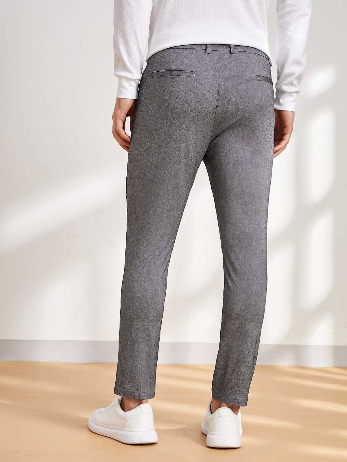 Men Slant Pockets Tailored Pants