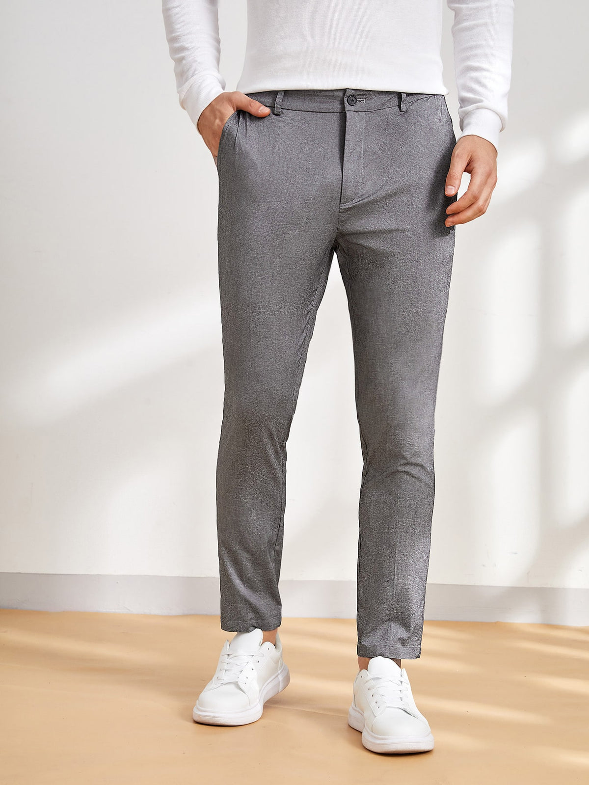 Men Slant Pockets Tailored Pants