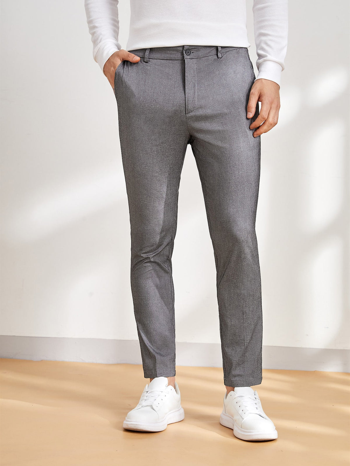 Men Slant Pockets Tailored Pants