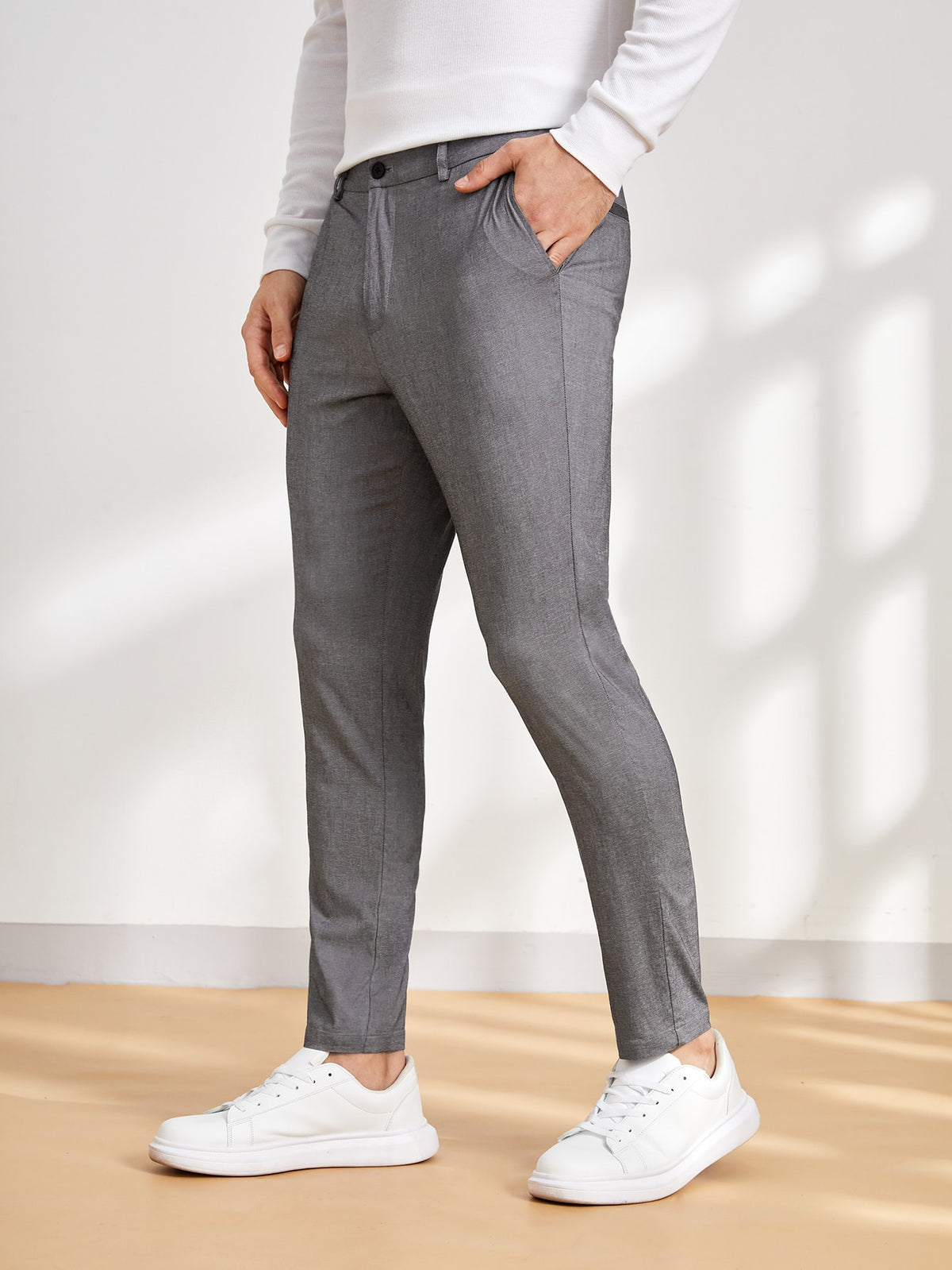 Men Slant Pockets Tailored Pants