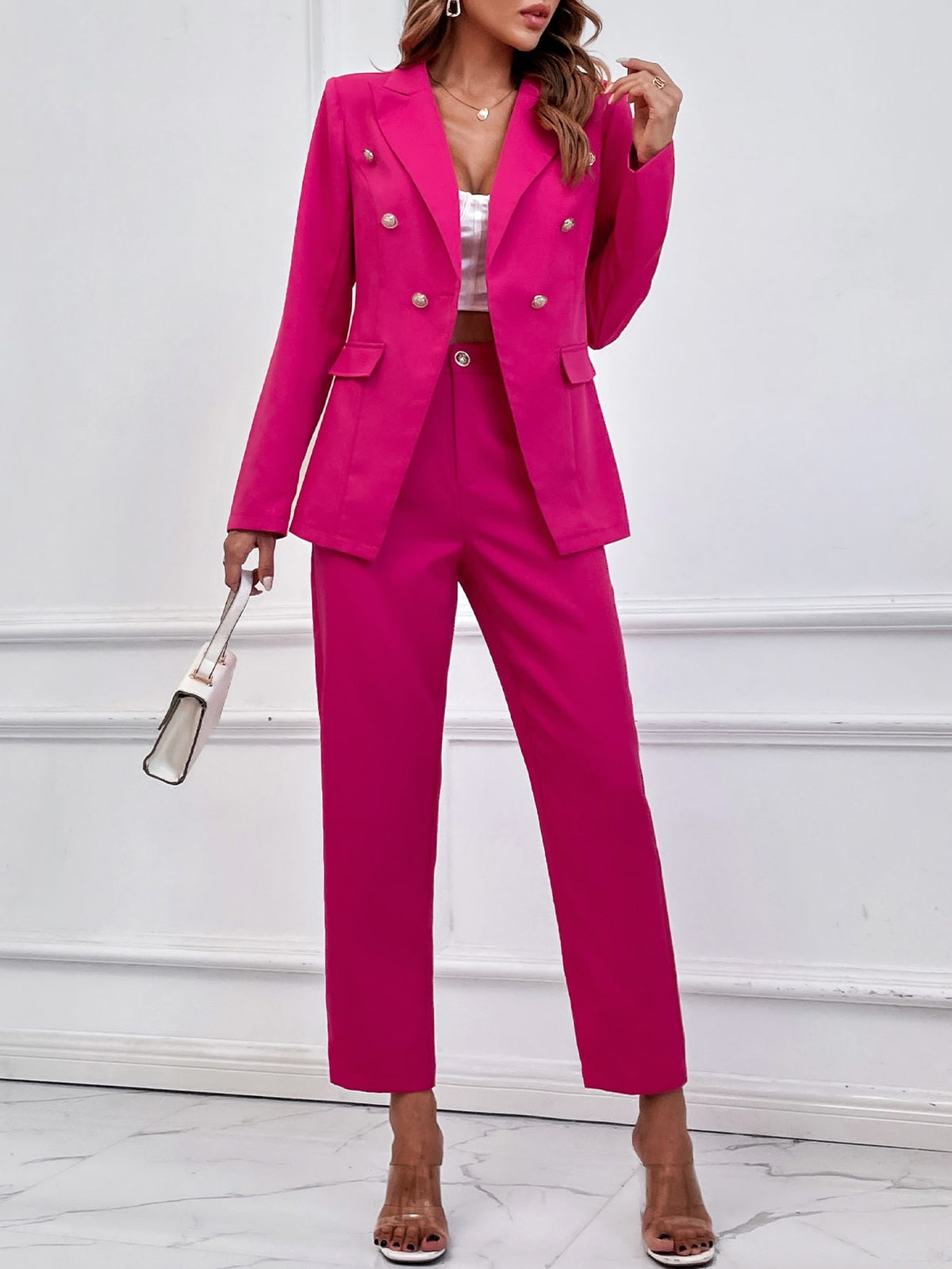 Double Breasted Blazer Tailored Pants