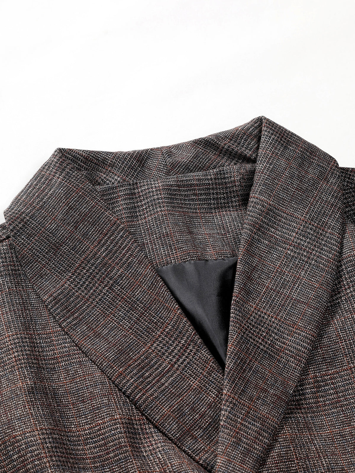 Men 1pc Glen Plaid Shawl Collar Waistcoat 1pc Tailored Pants