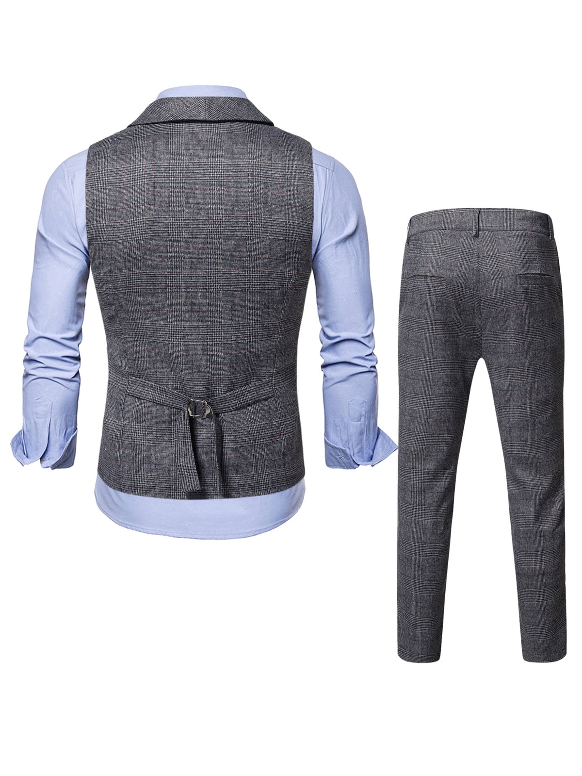 Men 1pc Glen Plaid Shawl Collar Waistcoat 1pc Tailored Pants