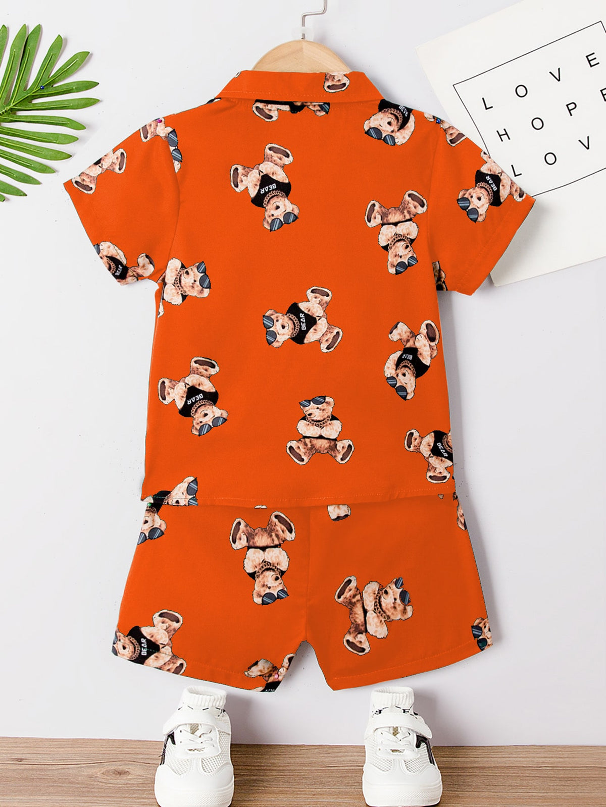 Toddler Boys Bear Print Shirt Shorts Without Tee