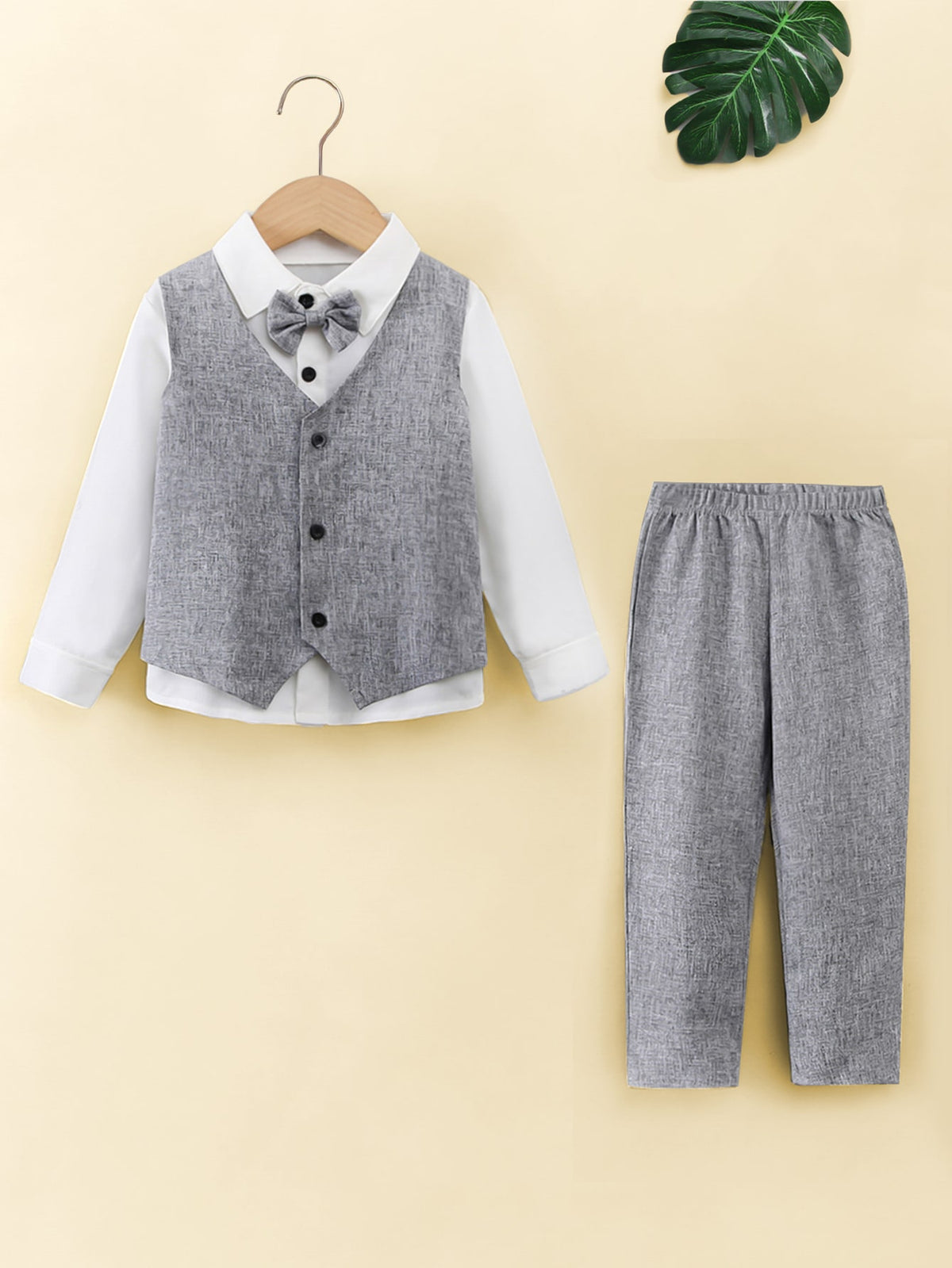 Toddler Boys Bow Front Shirt Button Up Waistcoat Pants