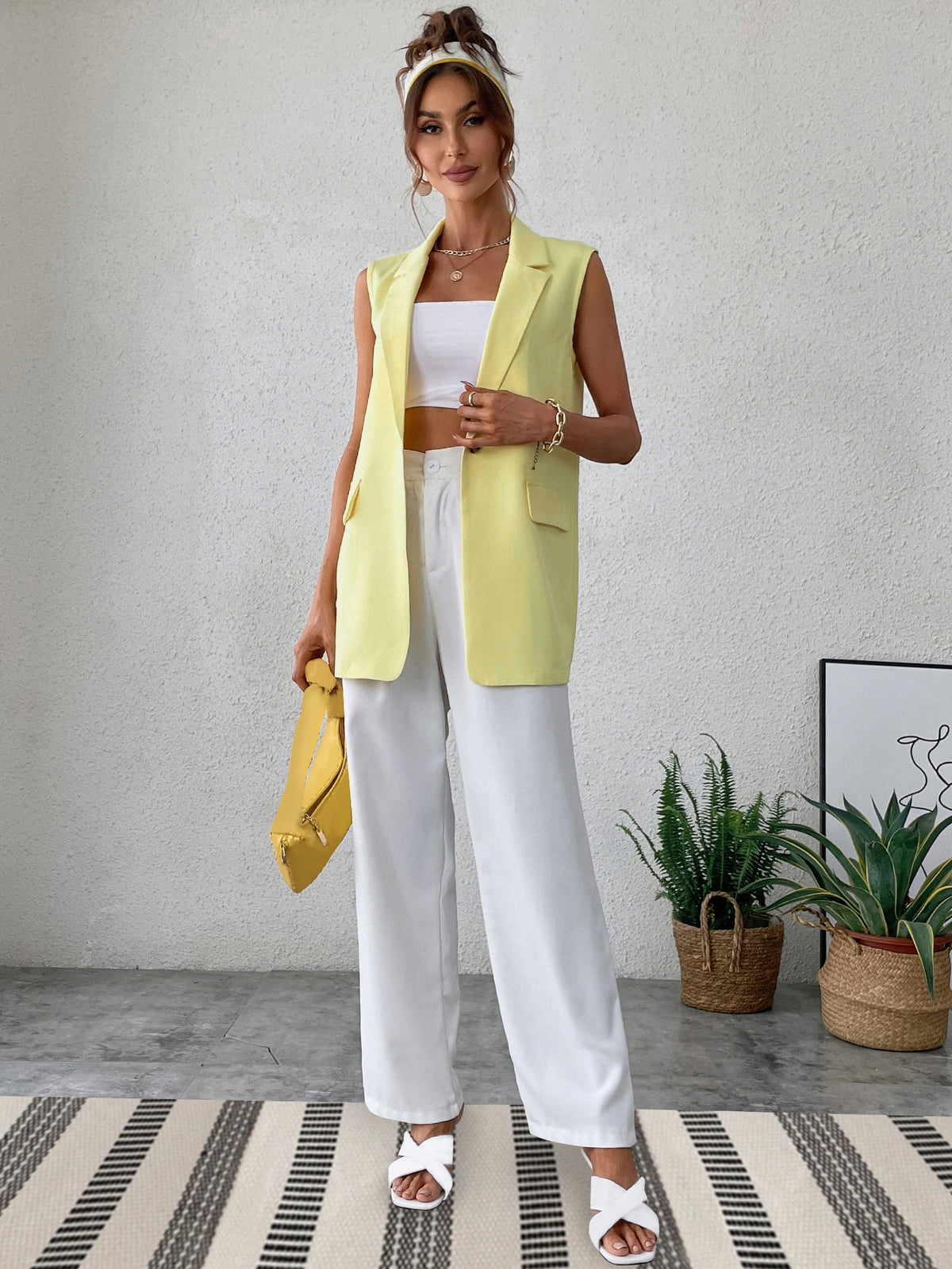 Single Button Vest Blazer