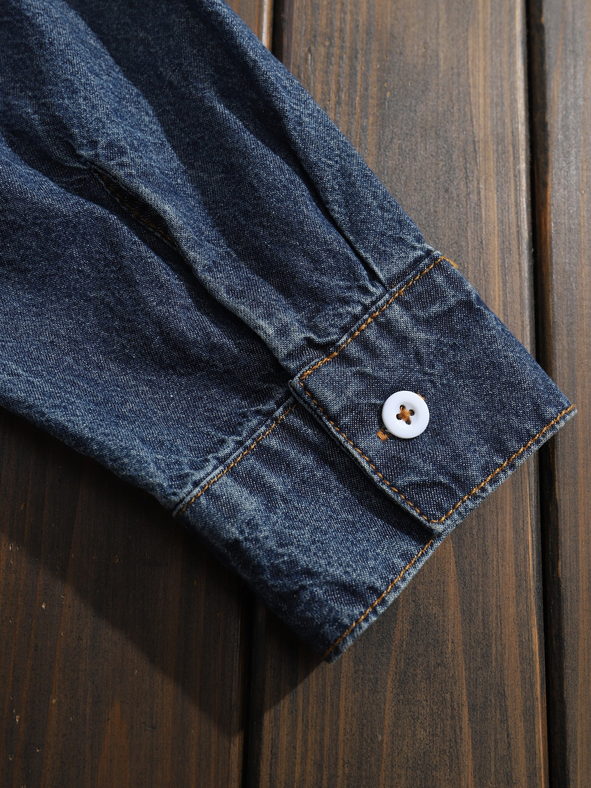 Men Bleach Wash Flap Pockets Denim Shirt Without Tee