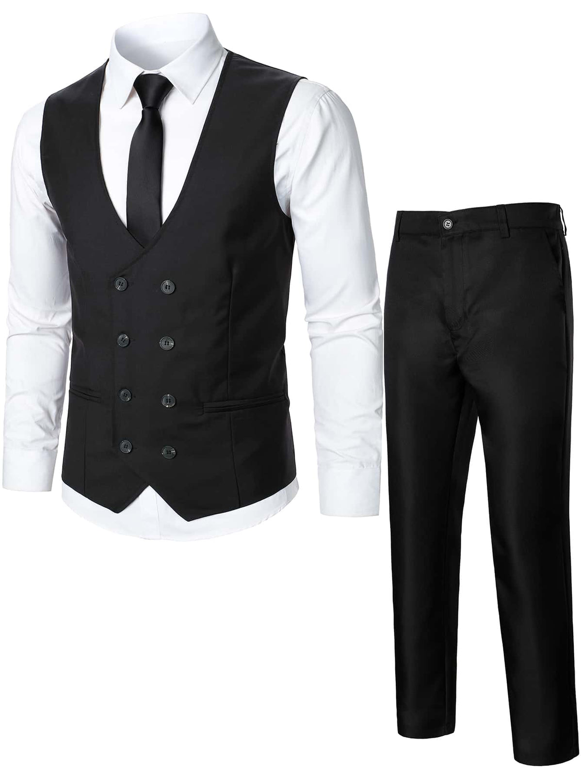 Men Double Breasted Vest Blazer Pants Without Shirt