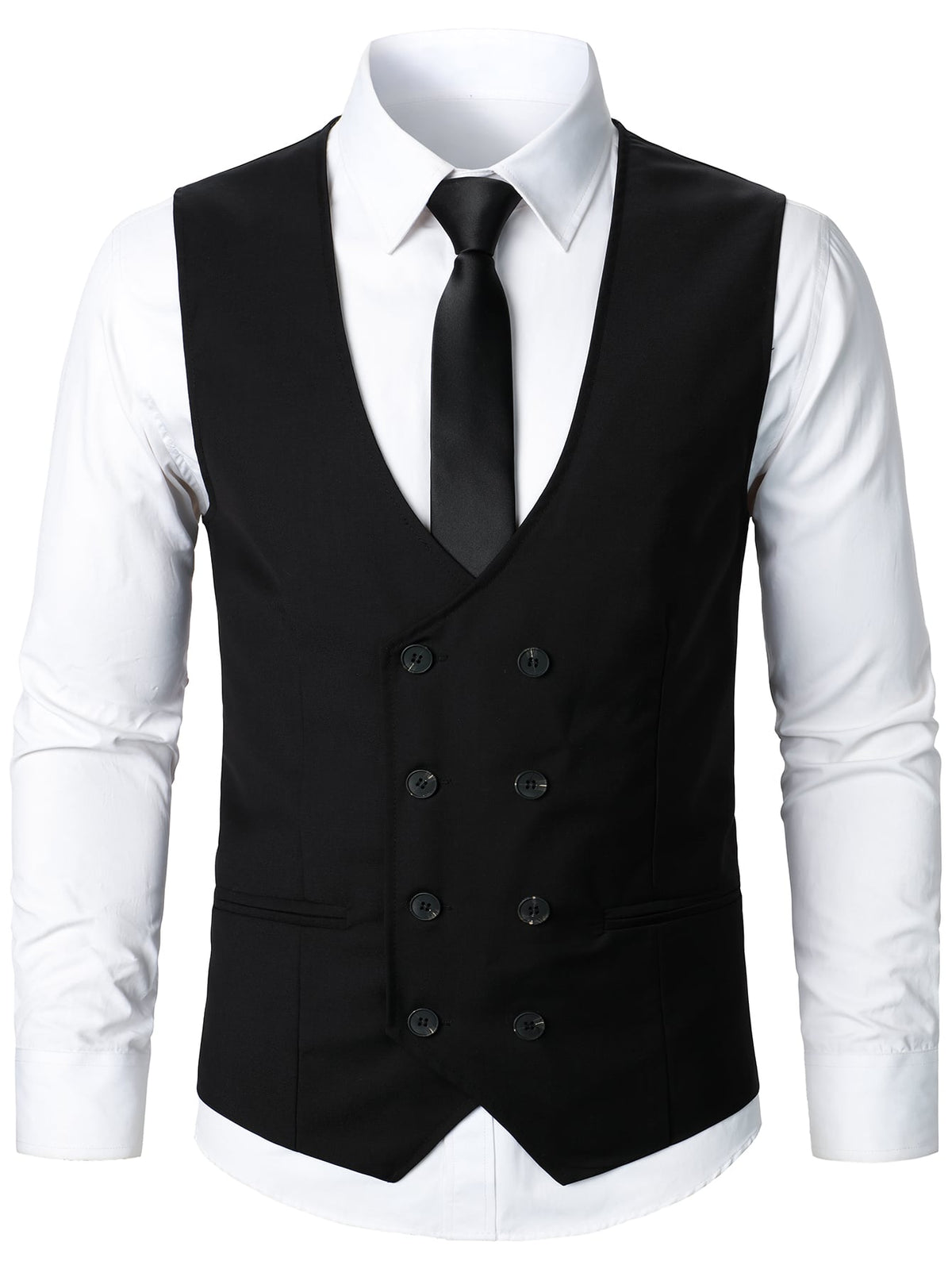 Men Double Breasted Vest Blazer Pants Without Shirt