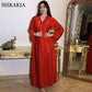 Siskakia Dubai Hooded Abaya Dress for Women France Velvet Ribbon Long Sleeve Moroccan Turkish Arabic Muslim Clothes Red 2020 New