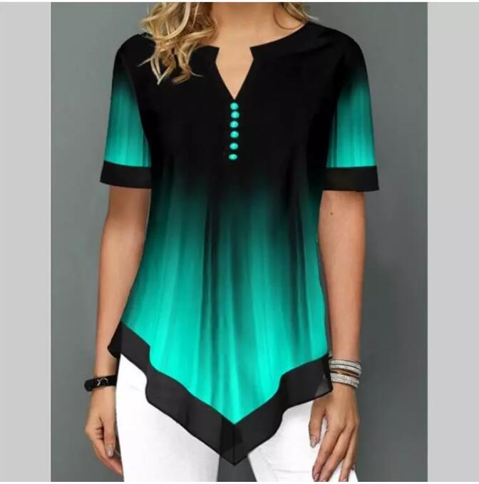 Shirt Blouse Fashion Large Size Tops Women Casual V Neck Shirt Ladies Loose Floral Print Tunic Shirt