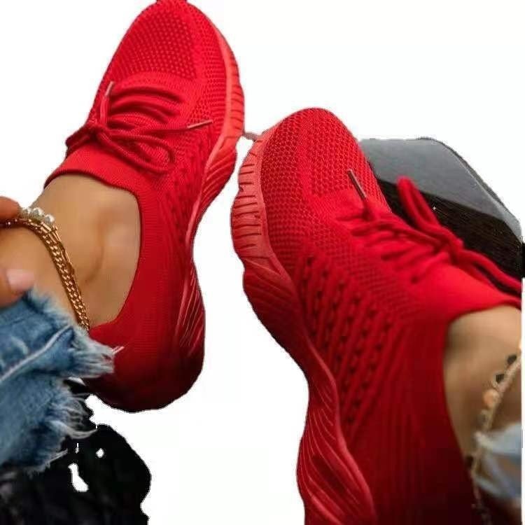 Sneakers Shoes 2022 Fashion Lace Up Platform Women's Shoes Summer Plus Size Flat Mesh Sports Shoes Woman Vulcanize Shoes