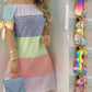 Women Off Shoulder Summer Mini Dress Sexy Short Sleeve Bow Tie Striped Plaid Floral Print A Line Party Short Dresses Vestidos