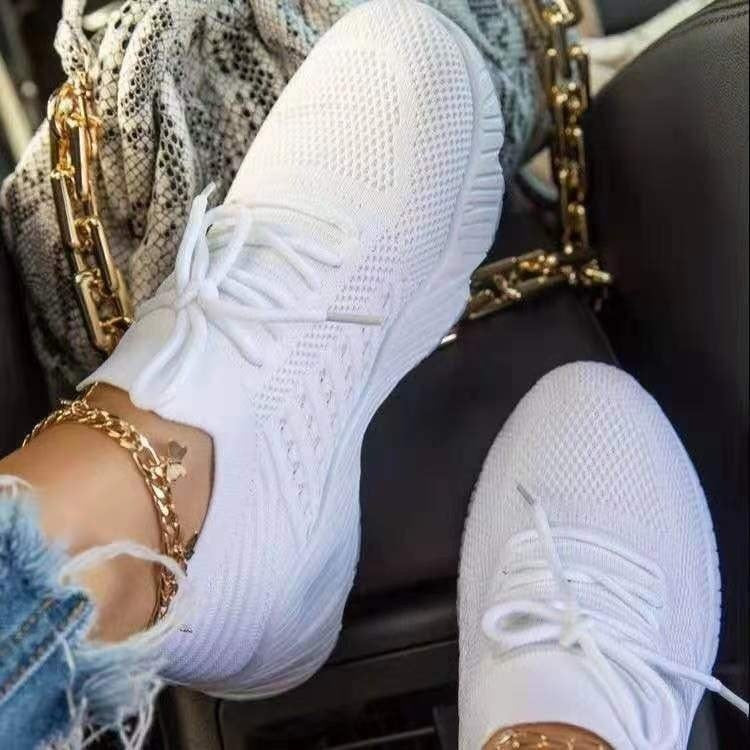 Sneakers Shoes 2022 Fashion Lace Up Platform Women's Shoes Summer Plus Size Flat Mesh Sports Shoes Woman Vulcanize Shoes