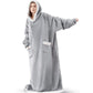 Super Long Flannel Blanket with Sleeves Winter Hoodies Sweatshirt Women Men Pullover Fleece Giant TV Blanket Oversized WF032