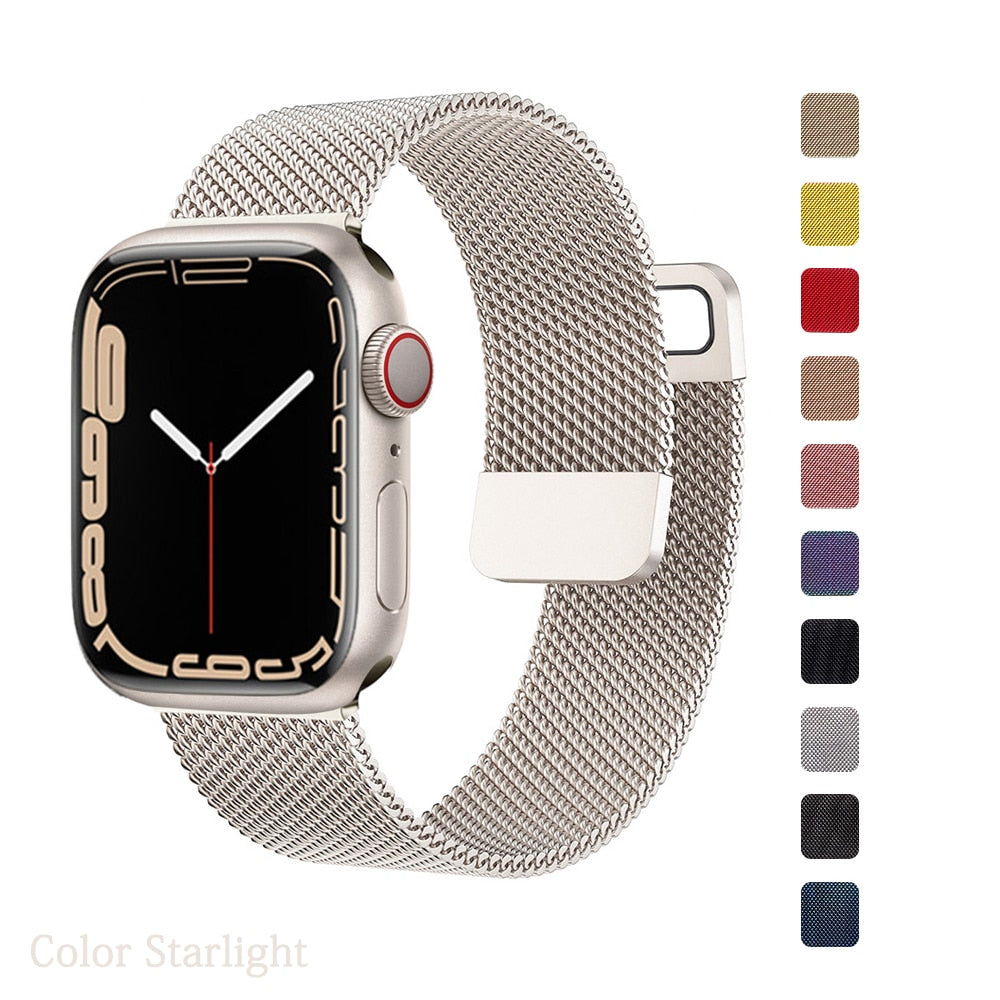 Strap For Apple watch Band 7 45mm 40mm 38mm 42mm 41 44 mm Accessorie Magnetic Loop Metal bracelet for iWatch serie 7 4 5 6 se 3