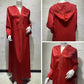 Siskakia Dubai Hooded Abaya Dress for Women France Velvet Ribbon Long Sleeve Moroccan Turkish Arabic Muslim Clothes Red 2020 New