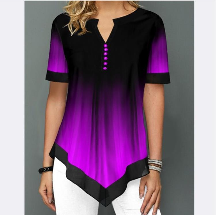 Shirt Blouse Fashion Large Size Tops Women Casual V Neck Shirt Ladies Loose Floral Print Tunic Shirt