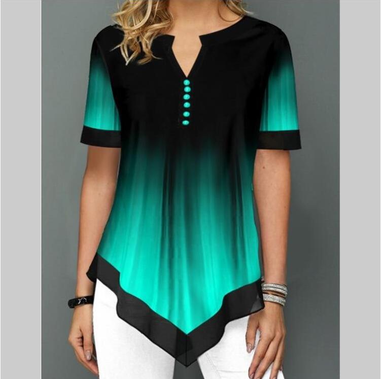 Shirt Blouse Fashion Large Size Tops Women Casual V Neck Shirt Ladies Loose Floral Print Tunic Shirt