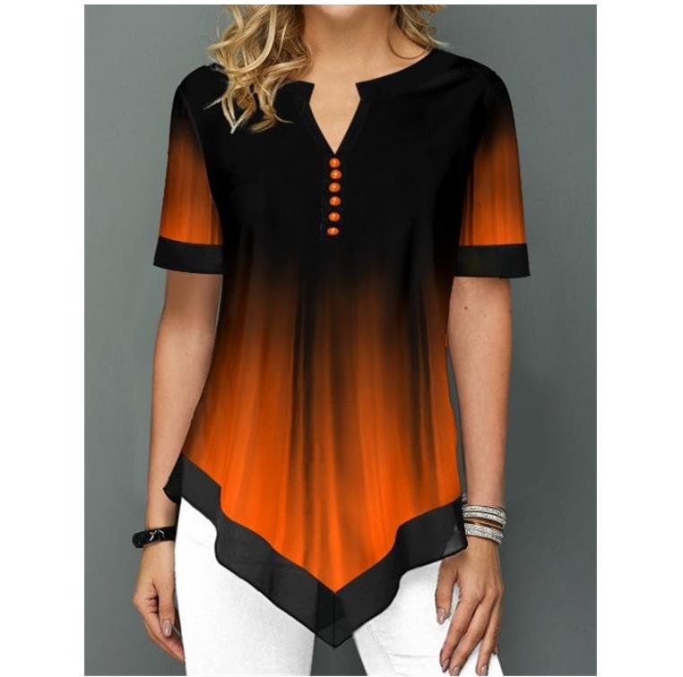 Shirt Blouse Fashion Large Size Tops Women Casual V Neck Shirt Ladies Loose Floral Print Tunic Shirt