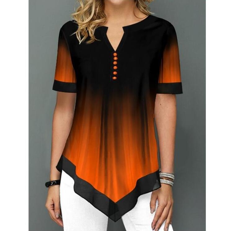 Shirt Blouse Fashion Large Size Tops Women Casual V Neck Shirt Ladies Loose Floral Print Tunic Shirt