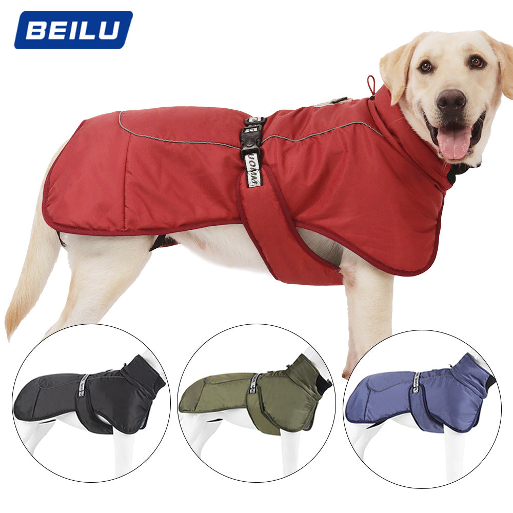 Autumn And Winter New Dog Clothes Thickened Warm Big Dog Clothes Reflective Large Dog Cotton Clothes